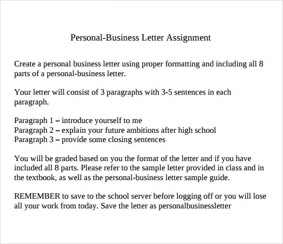 sample business letter format example