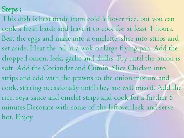 example of procedure text how to make fried rice