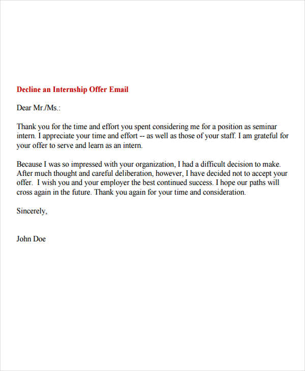 decline job offer email example