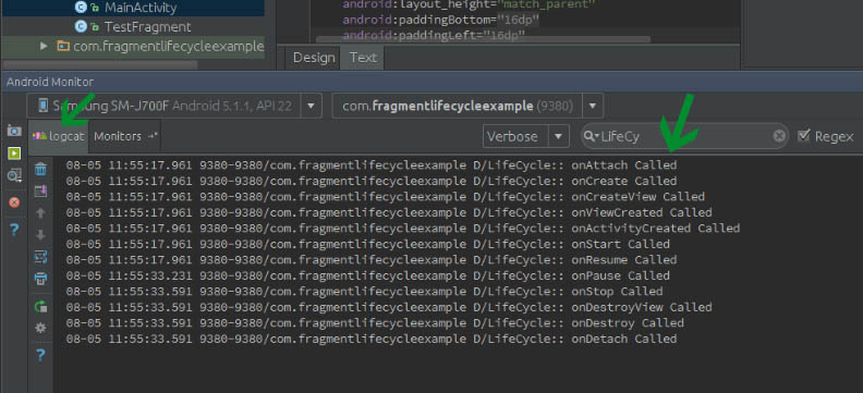 android fragment example source code