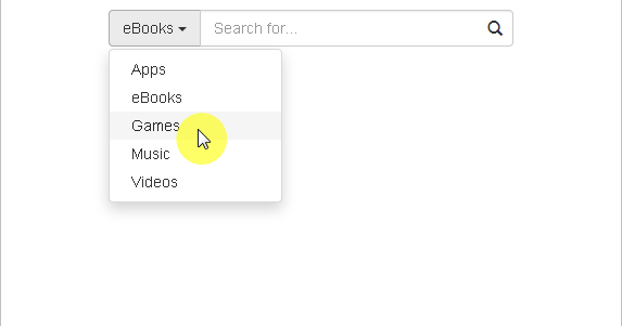 bootstrap search box with icon example
