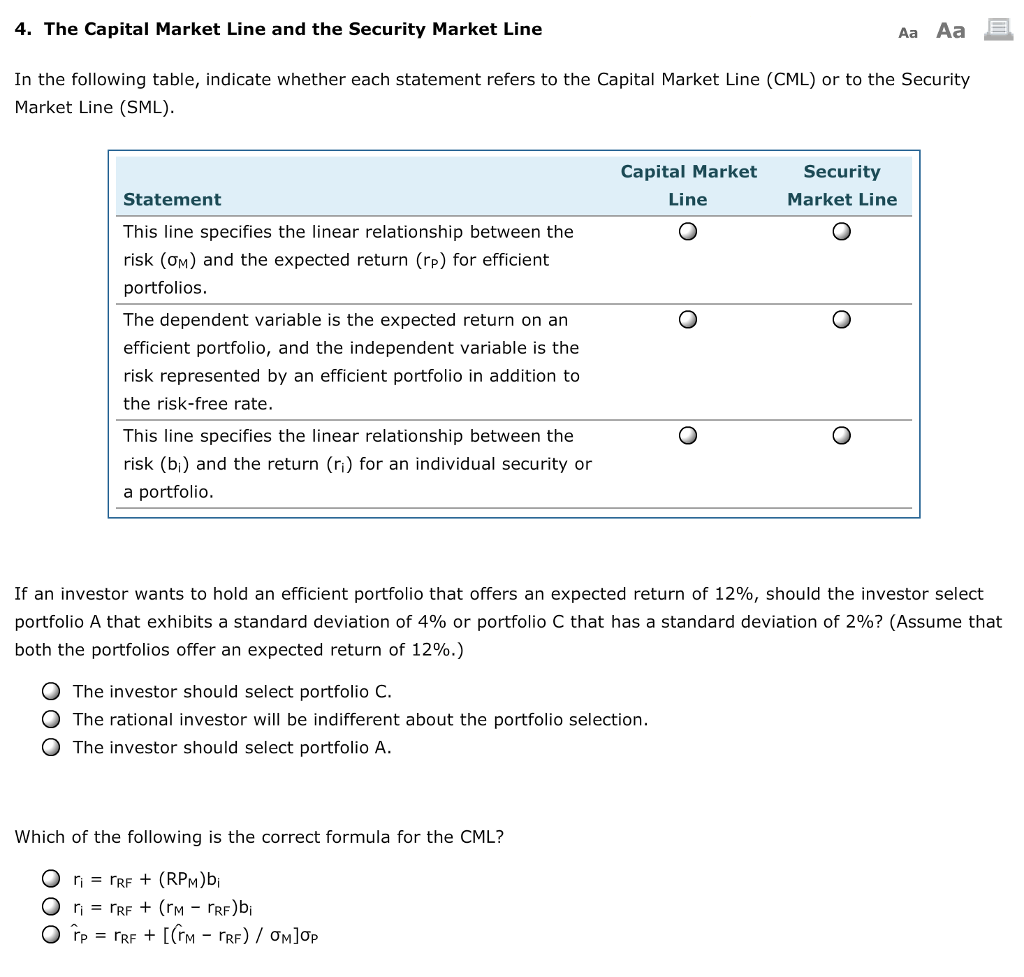 capital asset pricing model example questions