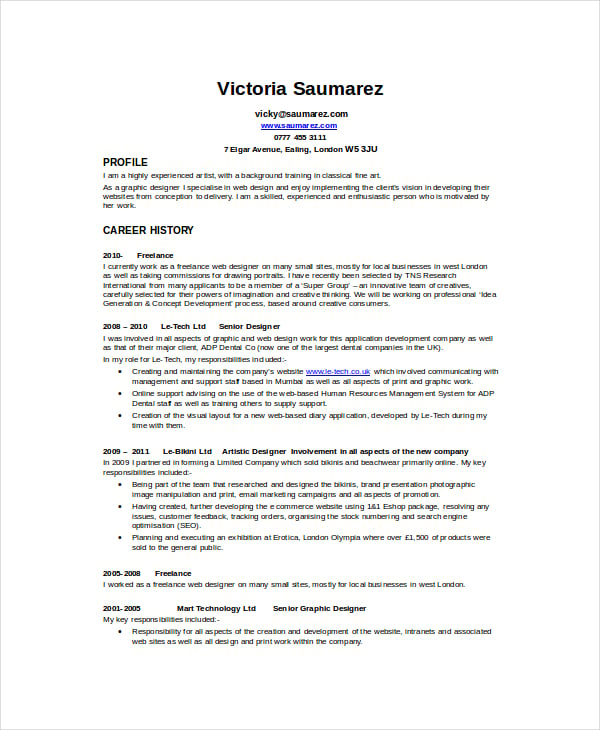 how to list freelance work on resume example