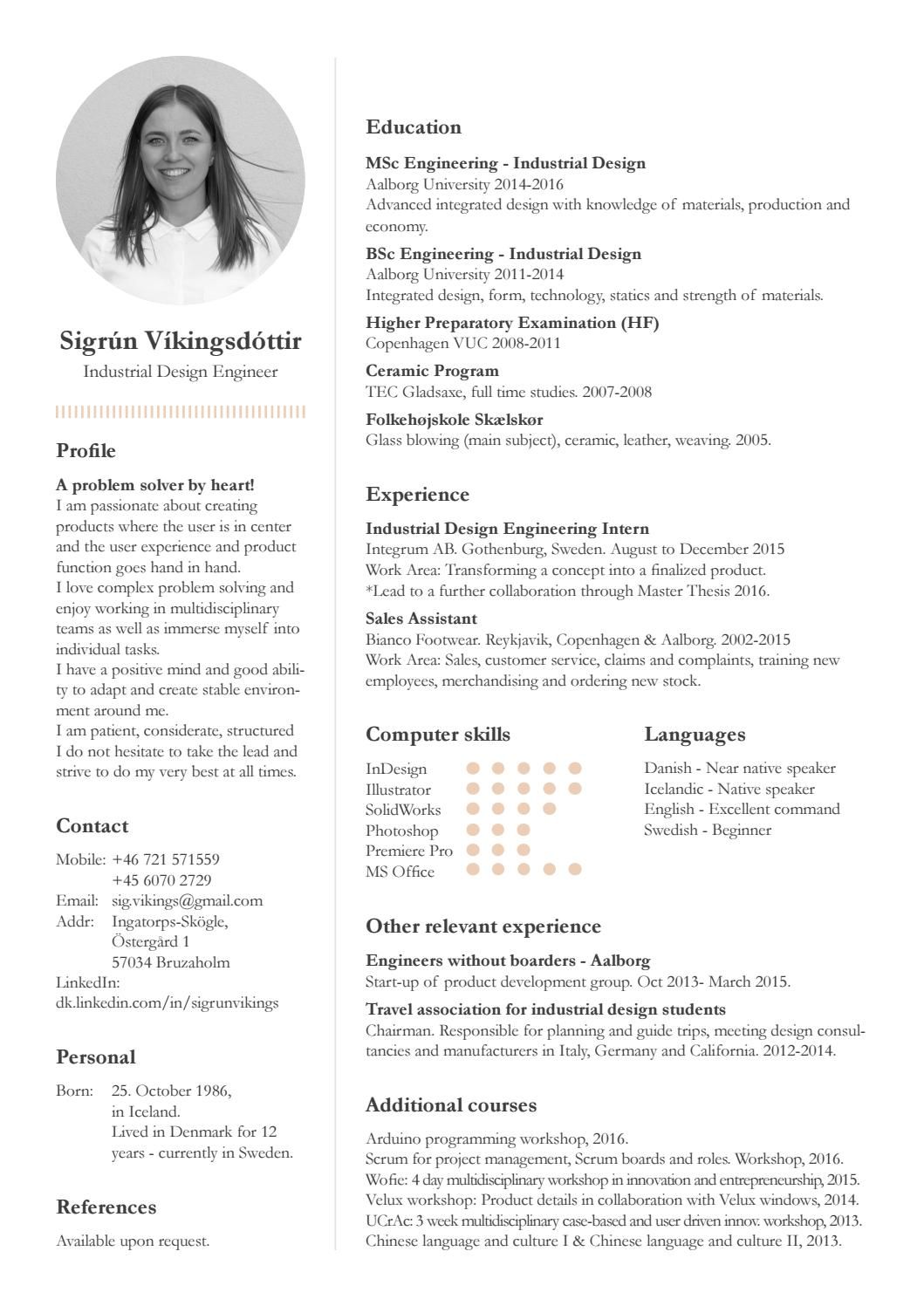 Personal Info Resume Example