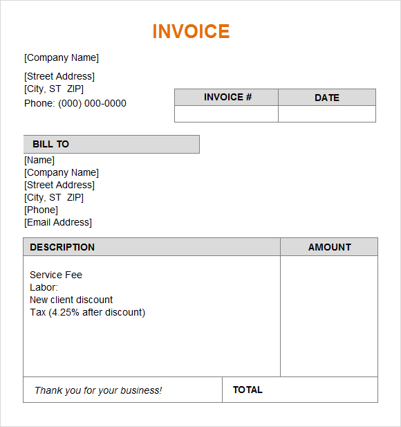 example of filled out invoice